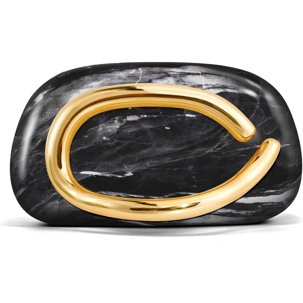 Women's Black PU leather Acrylic Magnetic Buckle High Quality Trendy Clutch